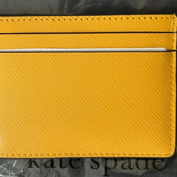 KATE SPADE Madison Yellow Daffodil Saffiano Leather Gold Card Case Wallet NWT - Picture 4 of 4